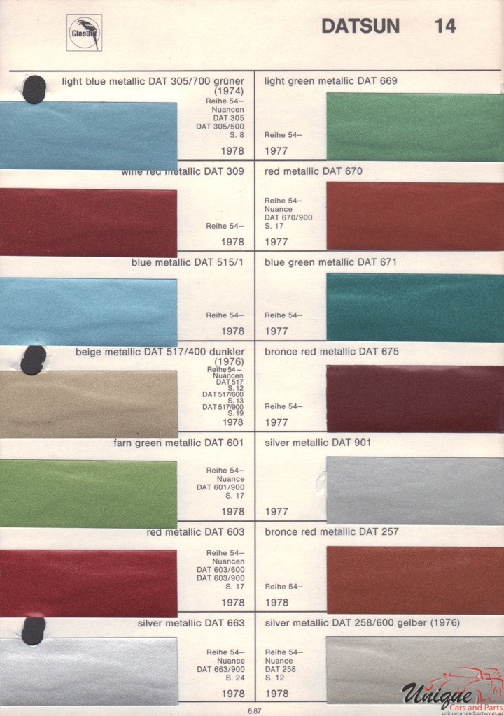 1978 Datsun Paint Charts Glasurit 2